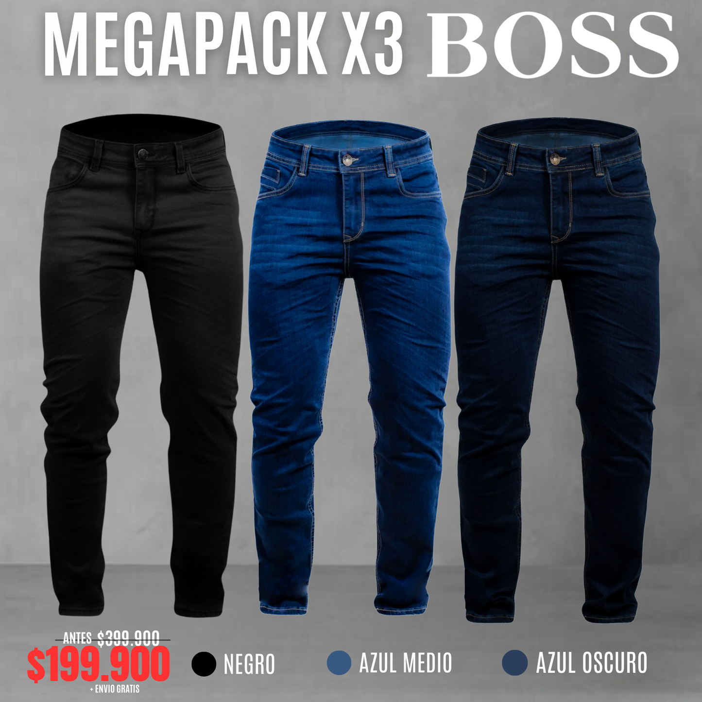 PACK X3 JEANS H-BOSS